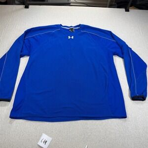 Under Armour Shirt Mens L Blue Long Sleeve Crewneck Performance Fleece